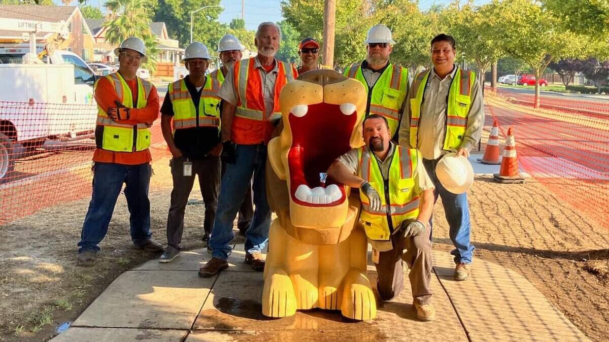 Modesto CA restores and moves Leo the Lion drinking fountain